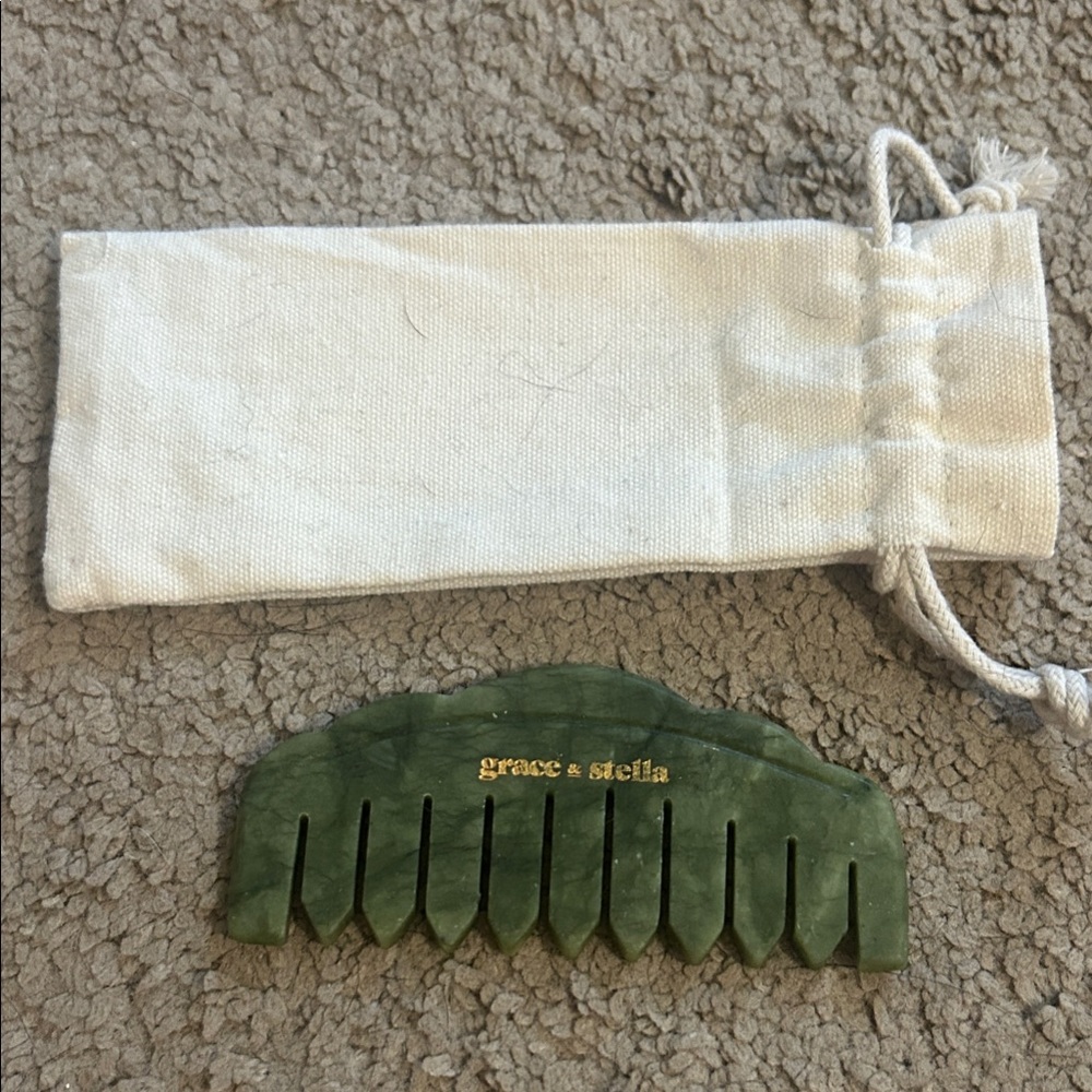 Grace & Stella Jade Green Gua Sha Tool with Pouch